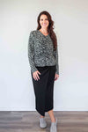 Larosela Leopard Print Front Crushed Stretch Top
