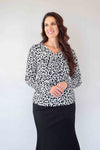 Larosela Leopard Print Front Crushed Stretch Top