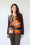 Larosela Printed Top with Contrast Sleeves