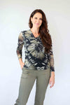 Merric Twist Front Print Mesh Top
