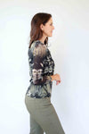 Merric Twist Front Print Mesh Top