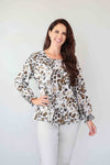 Merric Print Ruffled Cuff Top
