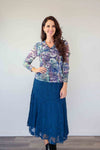 Merric Twist Front Print Mesh Top