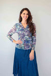 Merric Twist Front Print Mesh Top
