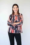 Merric Print Darts Collar Top