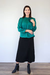 Larosela Satin Shirt with a Flower Brooch