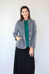 Larosela Button Front Velvet Look Jacket