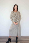 Larosela Leopard Print Front Crushed Stretch Top