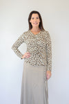 Larosela Leopard Print Front Crushed Stretch Top