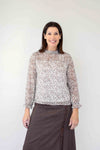 Larosela Print Chiffion Ruffled Collar Top
