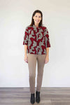 Merric Block Print Roll Collar Top