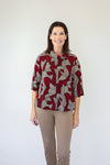 Merric Block Print Roll Collar Top