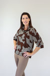 Merric Block Print Roll Collar Top