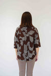 Merric Block Print Roll Collar Top