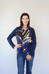 Larosela Printed Top with Contrast Sleeves