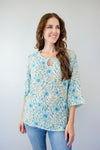 Merric Print Ruffled Cuff Top