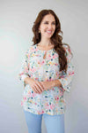 Merric Print Ruffled Cuff Top