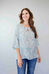 Merric Print Ruffled Cuff Top
