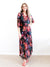 Larosela 3/4 Short Sleeve Floral Pleat Front Maxi Dress