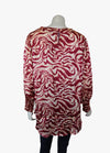 Merric Print Elastic-Cuff Top with Gold Thread Details
