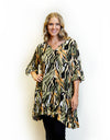 Merric V-Neck Patterned Butterfly Sleeve Tunic